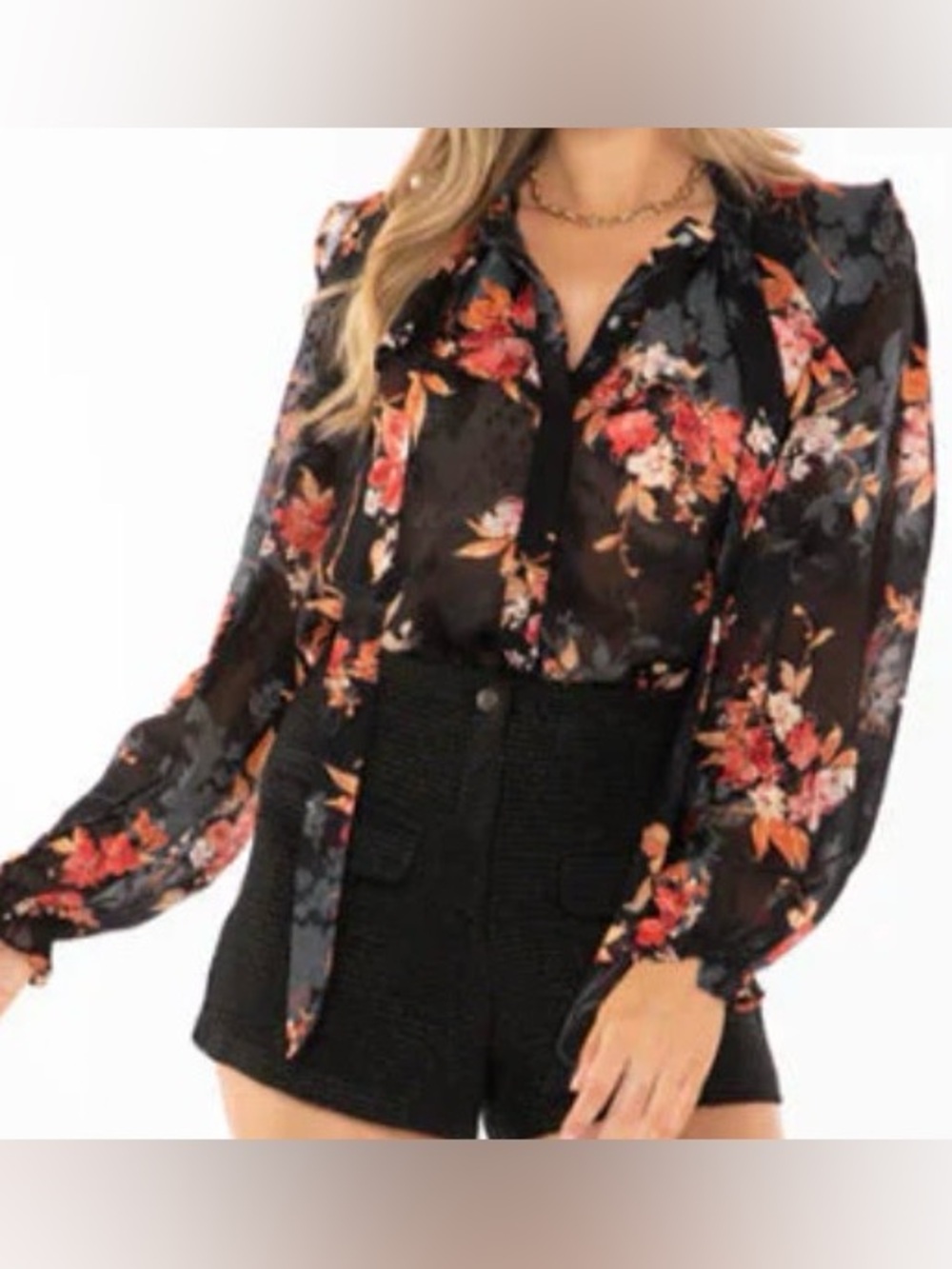 Bishop & Young Selena Poet Floral Black Blouse - NWT - Size M